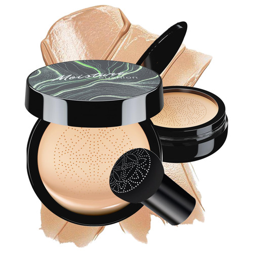 OETUIOW Mushroom Head Air Cushion CC Cream - BB Cream Face Makeup Foundation for Mature Skin Moisturizing Concealer Brighten Long-Lasting, Even Skin Tone for All Skin Types, Natural Color
