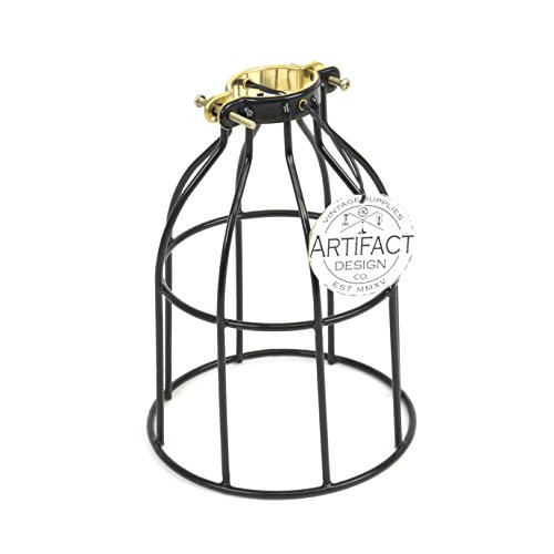 Rustic State Industrial Vintage Style | DIY Farmhouse Metal Wire Cage for Hanging Pendant Lighting | Light Fixture Lamp Guard | Rare Curved Design Black