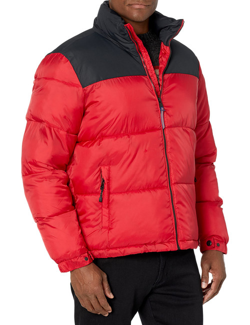 LONDON FOG mens Men's Puffer Down Alternative Coat, Red, Large US