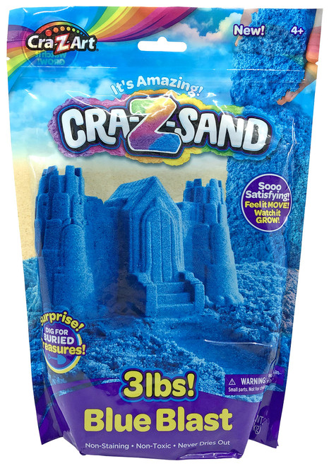 CRA-Z-Sand Blue 3LB Bag of Amazing Sand with Surprise Sand Tool, Shape, Mold and Slice It, Fun Sensory Toy for Ages 4 and up