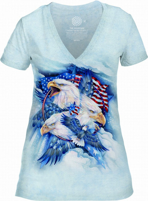 The Mountain Women's Tri-Blend V-Neck Allegiance, Blue, 2XL