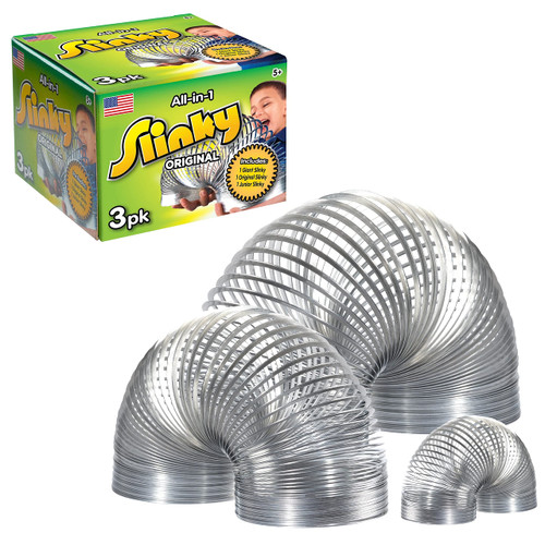 Just Play The Original Slinky Brand Fidget Toy Pack: 1 Giant, 1 Classic, and 1 Slinky Junior Walking Metal Spring Kids Toys for Ages 5 Up