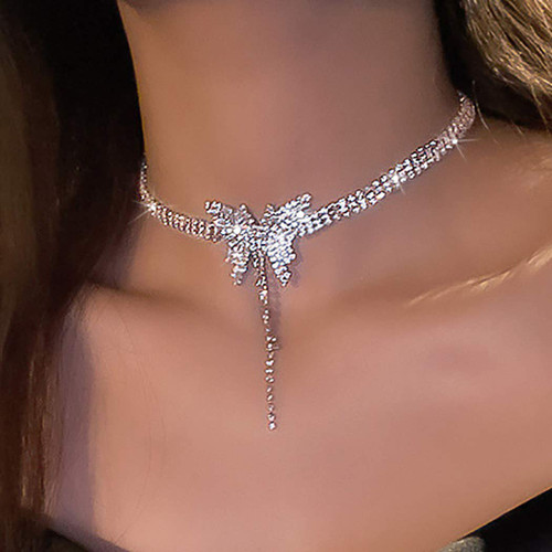 Jeairts Butterfly Choker Necklace Silver Sparkly Full Crystal Short Necklaces Fashion Rhinestone Pendant Necklace Chain Jewelry Gifts for Women and Girls Jeairts Butterfly Choker Necklace Silver Sparkly Full Crystal Short Necklaces Fashion Rhinestone Pendant Necklace Chain Jewelry Gifts for Women and Girls