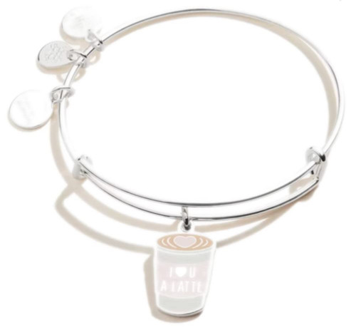 Alex and Ani Food Expandable Bangle for Women, I Love You a Latte Charm, Shiny Silver Finish, 2 to 3.5 in