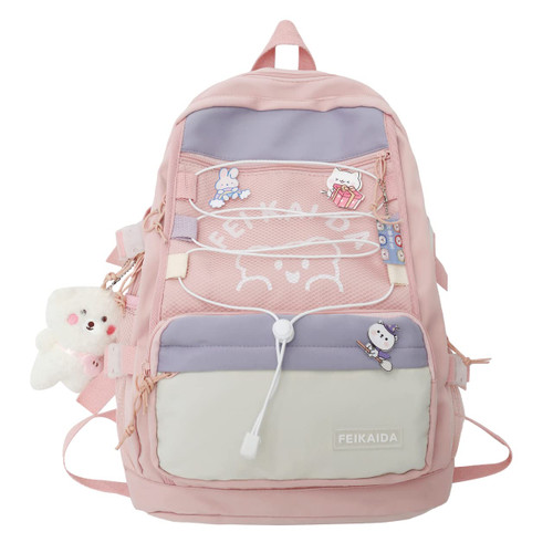 ZFOFLIK Japanese School Bag With Cute Kawaii backpacks Aesthetic Backpack Girls Backpacks Ages 8-10(pink)