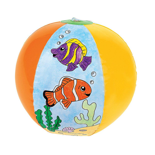 Fun Express DIY Fish Beach Balls - 12 Color Your Balls - Beach, Pool, Summer Crafts for Kids