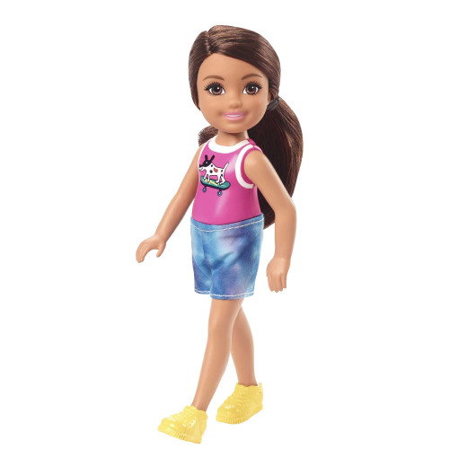 Barbie Chelsea Doll, Small Doll with BRUNETTE Hair in Ponytail Wearing Removable Skirt & Shoes Barbie Chelsea Doll, Small Doll with BRUNETTE Hair in Ponytail Wearing Removable Skirt & Shoes