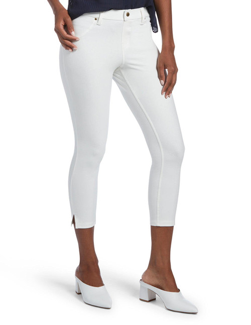 HUE womens Ankle Slit Essential Denim Capri Hosiery, White, X-Small US