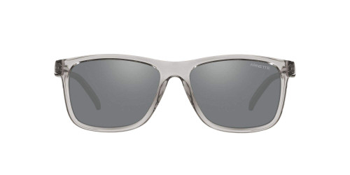 Arnette Men's An4276 Dude Square Sunglasses, Grey Transparent/Grey Mirrored Silver, 56 mm