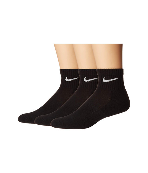 Nike Everyday Cushion Ankle Socks 3-Pair Pack Black/White LG (US Men's Shoe 8-12, Women's Shoe 10-13)