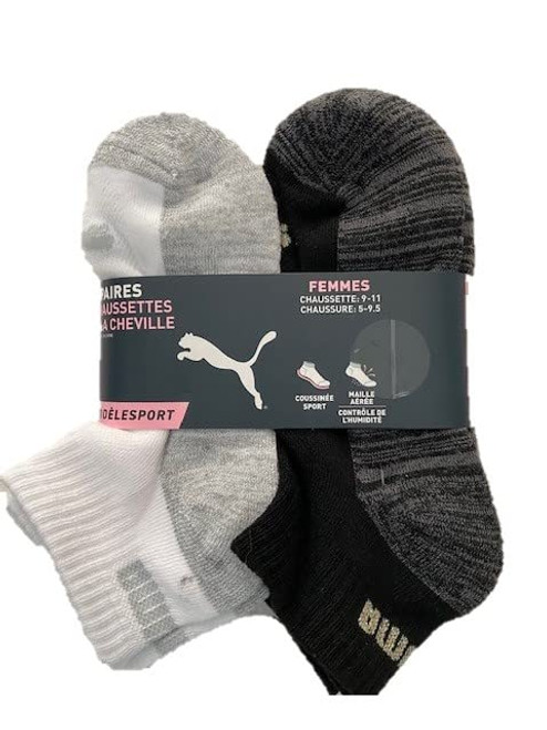 PUMA 6 PAIRS QUARTER CREW WOMENS SOCK 9-11 SHOE 5-9.5 SPORT CUSHION MESH VENTILATION SPORTSTYLE PUMA 6 PAIRS QUARTER CREW WOMENS SOCK 9-11 SHOE 5-9.5 SPORT CUSHION MESH VENTILATION SPORTSTYLE