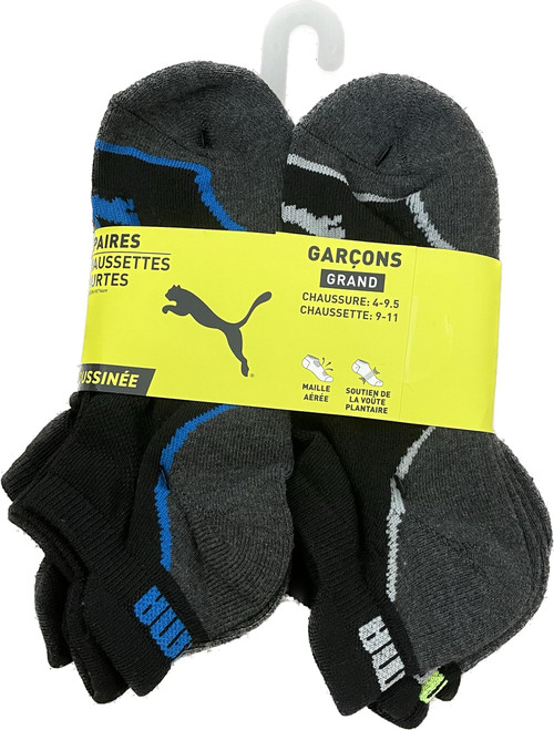 PUMA 6 PAIRS LOW CUT BOYS LARGE SOCKS SHOE 4-9.5 SOCK 9-11 PUMA 6 PAIRS LOW CUT BOYS LARGE SOCKS SHOE 4-9.5 SOCK 9-11