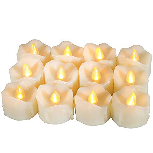 Candle Choice Flameless Flickering Tealight Candles Battery Operated Candle Tea Lights, 12 Pack (Melted/Dripping)