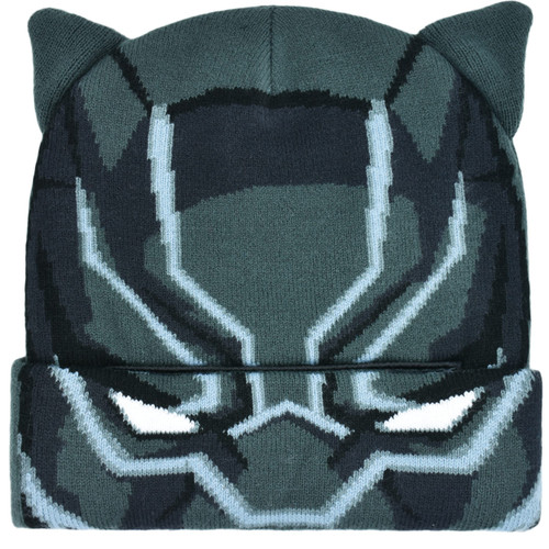 Concept One Marvel Black Panther Roll Down Cuff Beanie Hat, Black, One Size