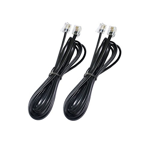 YUSHVN 2 Pack Black Phone Cord 2M 6.5ft Telephone Line Extension Cord Cable Wire Male to Male RJ11 6P4C Plug Landline Telephone Fax Machine