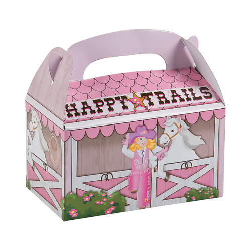 Fun Express - Pink Cowgirl Treat Boxes for Birthday - Party Supplies - Containers & Boxes - Paper Boxes - Birthday - 12 Pieces