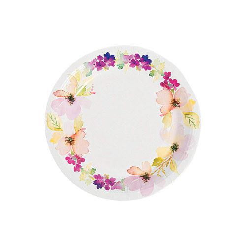 Fun Express Garden Party Floral Paper Dessert Plates - Party Supplies - 8 Pieces
