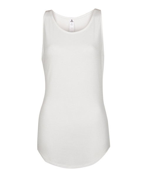 Soffe Junior's Rib Slim Tank Top, White on White, X-Large