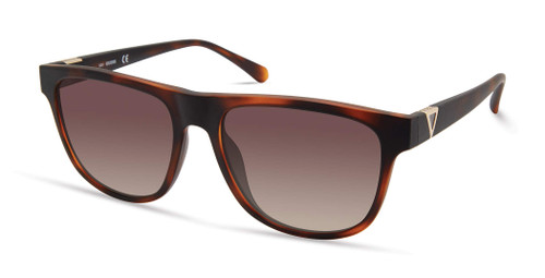 GUESS Men's Rounded Bottom Square Sunglasses, Dark Havana, 55mm