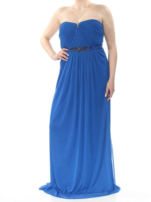 Adrianna Papell Womens Strapless Special Occasion Formal Dress Blue 12