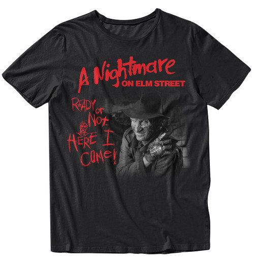 Nightmare On Elm Street Men's T-Shirt - Freddy Krueger Movie Shirt - Horror Tee (Black, Medium)