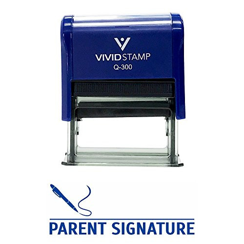 PARENT SIGNATURE Teacher Self Inking Rubber Stamp (Blue Ink) - Large