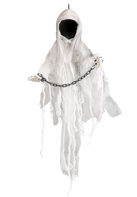 Fun Costumes 3FT Animatronic Hanging Faceless Ghost Outdoor & Indoor Decoration, Flying Scary Creepy Yard Patio Party Display