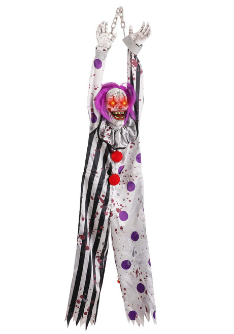Scary Spine Shivering Clown Animatronic Outdoor & Indoor Decoration, Battery Operated Light-Up LED Talking Motion Activation Decor