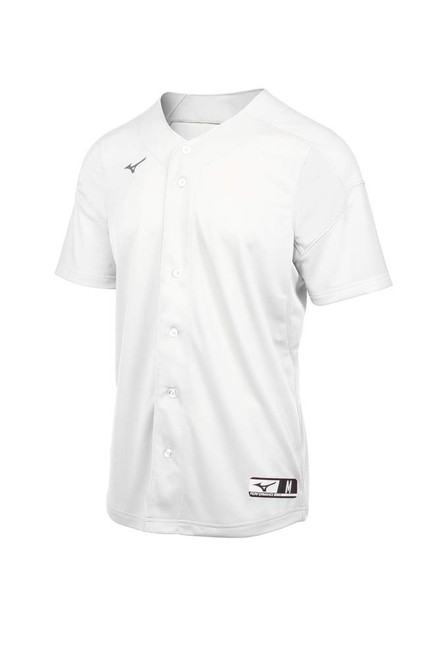 Mizuno Youth Aerolite Full Button Baseball Jersey, White, Medium