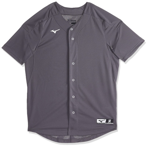 Mizuno Aerolite Full Button Baseball Jersey, Charcoal, Large