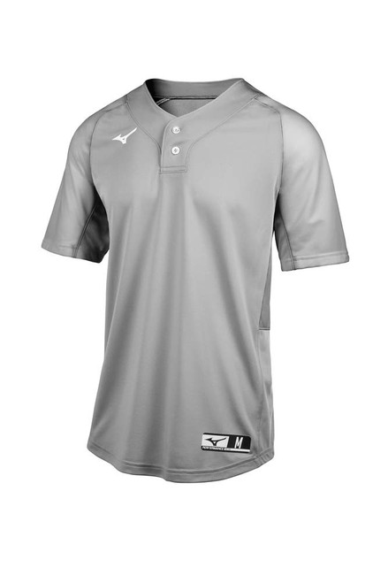 Mizuno Aerolite 2-Button Baseball Jersey, Grey, Large