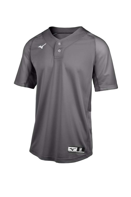 Mizuno Aerolite 2-Button Baseball Jersey, Charcoal, Small