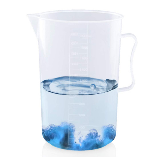 Kalevel Polypropylene Measuring Pitcher Beakers Plastic Graduated Cups Clear Lab Kitchen Pitcher 2000ml Measuring Cup Liquid Measuring Beaker with Spout Handle (2000ml)