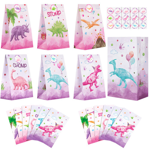 WERNNSAI Watercolor Dinosaur Goodie Bags - 24 PCS Dinosaur Party Supplies for Girls Kids Baby Shower Birthday Gift Bags Dino Theme Party Favors Candy Treat Bags with Stickers WERNNSAI Watercolor Dinosaur Goodie Bags - 24 PCS Dinosaur Party Supplies for Girls Kids Baby Shower Birthday Gift Bags Dino Theme Party Favors Candy Treat Bags with Stickers