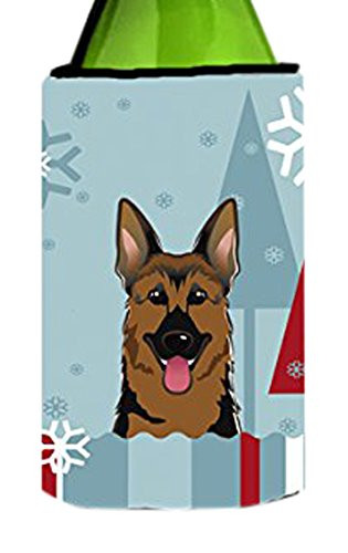 Caroline's Treasures Winter Holiday German Shepherd Wine Bottle Koozie Hugger, 750 ml, Multicolor