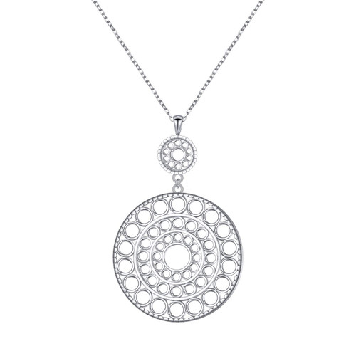 S925 Sterling Silver Long Chain Circle Necklace for Women Statement Pendant Fringe Sweater Necklaces Floral S925 Sterling Silver Long Chain Circle Necklace for Women Statement Pendant Fringe Sweater Necklaces Floral