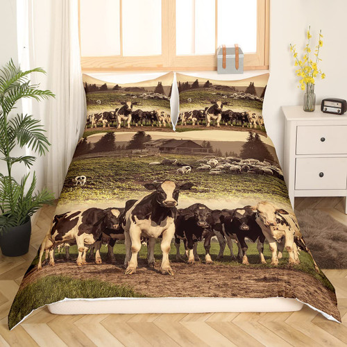 spefrowx Highland Cow Comforter Cover Milk Cow Duvet Cover Farm Animal Bedding Set Queen Brown Farmhouse Decor Quilt Cover, Cattle Bull Print Bed Set with 2 Pillowcase Decoratives 3pcs spefrowx Highland Cow Comforter Cover Milk Cow Duvet Cover Farm Animal Bedding Set Queen Brown Farmhouse Decor Quilt Cover, Cattle Bull Print Bed Set with 2 Pillowcase Decoratives 3pcs
