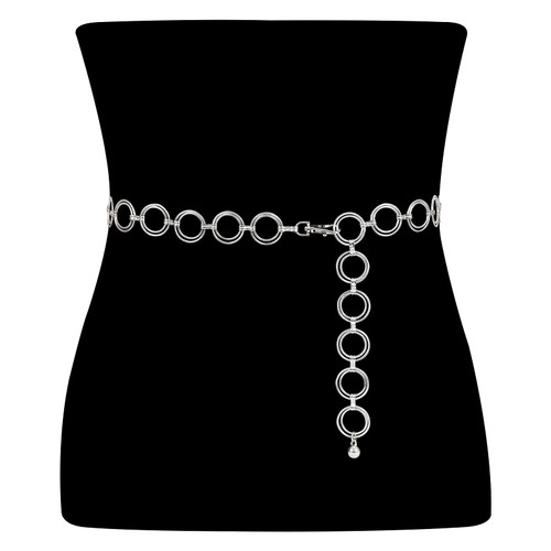 WHIPPY O Ring Metal Waist Chain Belt Women Girls Adjustable Body Link Belts Fashion for Jeans Dresses Silver S WHIPPY O Ring Metal Waist Chain Belt Women Girls Adjustable Body Link Belts Fashion for Jeans Dresses Silver S