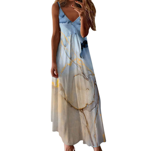 Aniywn Long Summer Dresses for Women Plus Size Flowy Print Bohemian V Neck Sleeveless Spaghetti Strap Maxi Dress Blue Aniywn Long Summer Dresses for Women Plus Size Flowy Print Bohemian V Neck Sleeveless Spaghetti Strap Maxi Dress Blue