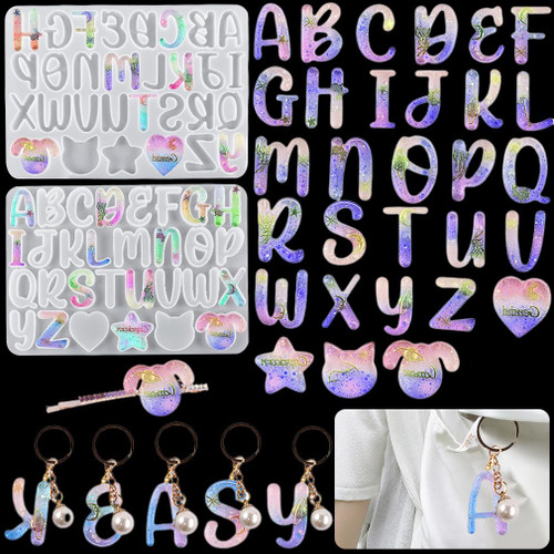 iSuperb Alphabet Resin Mold Large Letter Silicone Pendant Epoxy Mold with Hole, DIY Casting Mold for Jewelry Making (Alphabet Resin Mold) iSuperb Alphabet Resin Mold Large Letter Silicone Pendant Epoxy Mold with Hole, DIY Casting Mold for Jewelry Making (Alphabet Resin Mold)