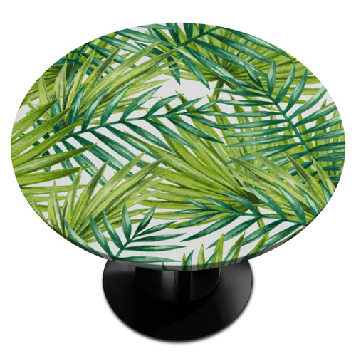 Round Tablecloth Fitted Table Cloth with Elastic Edge for Round Table, Circular Tropical Poppy Leaf Table Cover Waterproof Wipeable Table Linen, Fits Tables up to 36" - 42" Diameter Round Tablecloth Fitted Table Cloth with Elastic Edge for Round Table, Circular Tropical Poppy Leaf Table Cover Waterproof Wipeable Table Linen, Fits Tables up to 36" - 42" Diameter