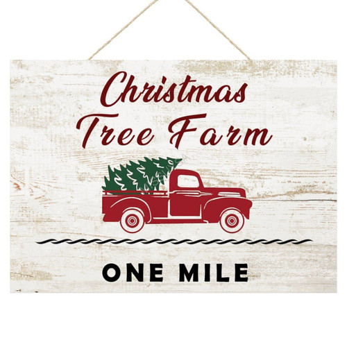 Wooden Signs, Rustic Christmas Tree Farm Sign Plaque Pianted Quote Home Decor Farmhouse Garden Outdoor Wall Art 12"x18", Made in USA