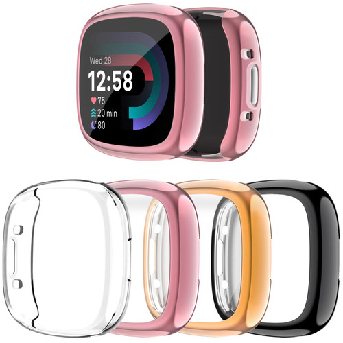 Vanjua Compatible with Fitbit Versa 4 Screen Protector Case, [4 Pack] Soft TPU Bumper Full Around Protective Cover for Fitbit Versa 4 & Fitbit Sense 2 Smartwatch Accessories