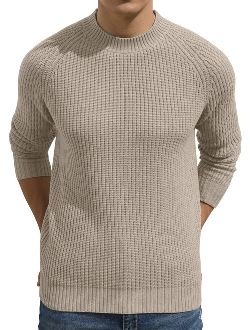 Sailwind Men's Crewneck Casual Sweater Structured Knit Pullover Khaki