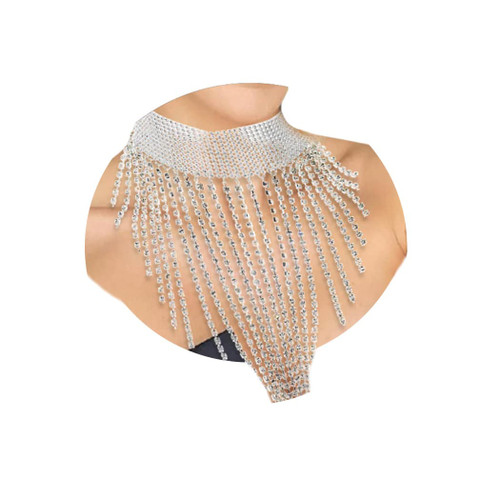 Fstrend Tassel Crystal Choker Necklaces Sparkly Rhinestone Statement Collar Prom Party Festival Accessories Jewelry for Women and Girls (Silver) Fstrend Tassel Crystal Choker Necklaces Sparkly Rhinestone Statement Collar Prom Party Festival Accessories Jewelry for Women and Girls (Silver)