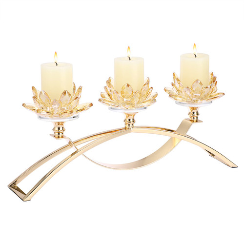 OwnMy 3 Arms Crystal Lotus Tealight Candle Holders Crystal Lotus Flower Pillar Candle Stands, Golden 3-Arms Crystal Lotus Candelabra Metal Crystal Lotus Votive Candlestick Holder for Table Centerpiece OwnMy 3 Arms Crystal Lotus Tealight Candle Holders Crystal Lotus Flower Pillar Candle Stands, Golden 3-Arms Crystal Lotus Candelabra Metal Crystal Lotus Votive Candlestick Holder for Table Centerpiece