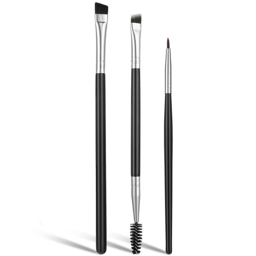 Lusofie 3pcs Eyeliner Brush Set Thin, Professional Eye Makeup Brushes Angled Eyeliner Concealer Brushes Ultra Flat Thin Brush Beveled Eyebrow Brush for Eye Brow Eye Liner Brushes Fine Point