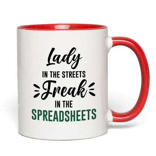 Bubble Hugs Accountant Two Tone Pink Edition Coffee Mug 11oz - Lady In The Streets Freak In The Spreadsheets - Analyst Auditor Bookkeeping Finance