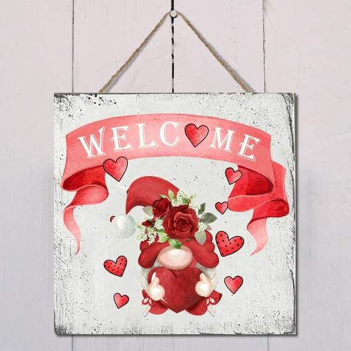 Wood Sign Valentine's Day Gnome Welcome Wood Signs Personalized Pallet Sign Love Gnomes Pink Hearts Rose Flower Rustic Farmhouse Wood Signs Hanging Sign Farmhouse Decor 12x12in Wood Sign Valentine's Day Gnome Welcome Wood Signs Personalized Pallet Sign Love Gnomes Pink Hearts Rose Flower Rustic Farmhouse Wood Signs Hanging Sign Farmhouse Decor 12x12in