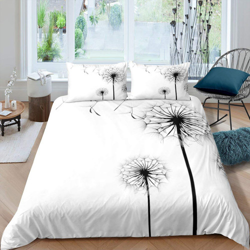 Erosebridal Dandelion Bedding Set Trippy Floral Duvet Cover Full Size Fluffy Flower Comforter Cover Romantic Garden Bedspread Cover for Toddler Kids Boys Girls Room Dorm Decor, Black White Erosebridal Dandelion Bedding Set Trippy Floral Duvet Cover Full Size Fluffy Flower Comforter Cover Romantic Garden Bedspread Cover for Toddler Kids Boys Girls Room Dorm Decor, Black White